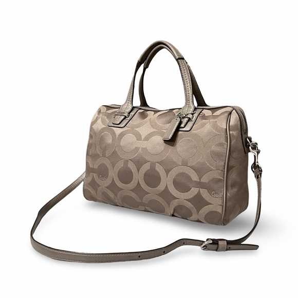 Coach Op Art Signature Sateen Taylor Convertible Satchel to Shoulder/Crossbody - Picture 4 of 10